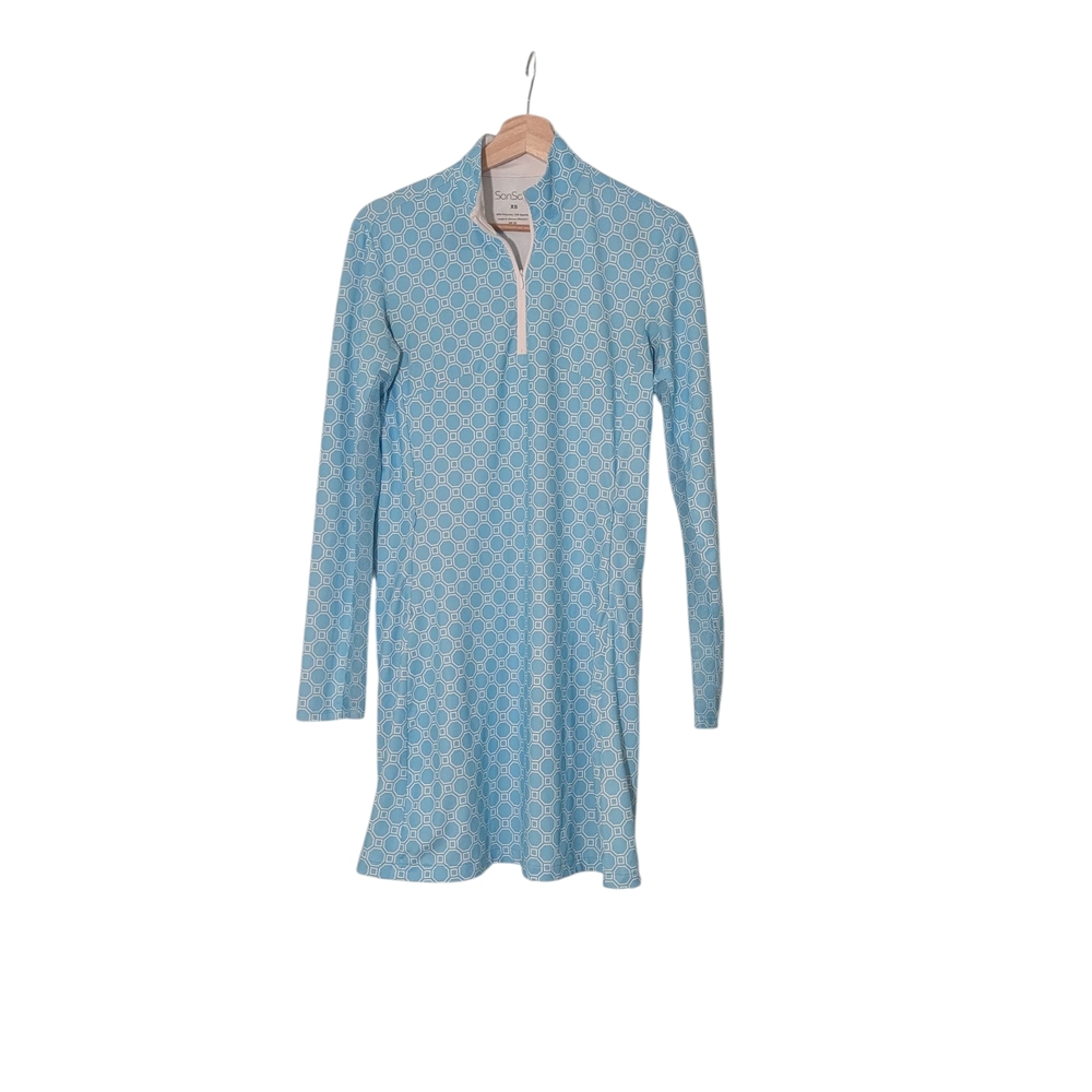 SanSoleil Aqua Geometric UV50 Zip-Up Dress Women's, XS
